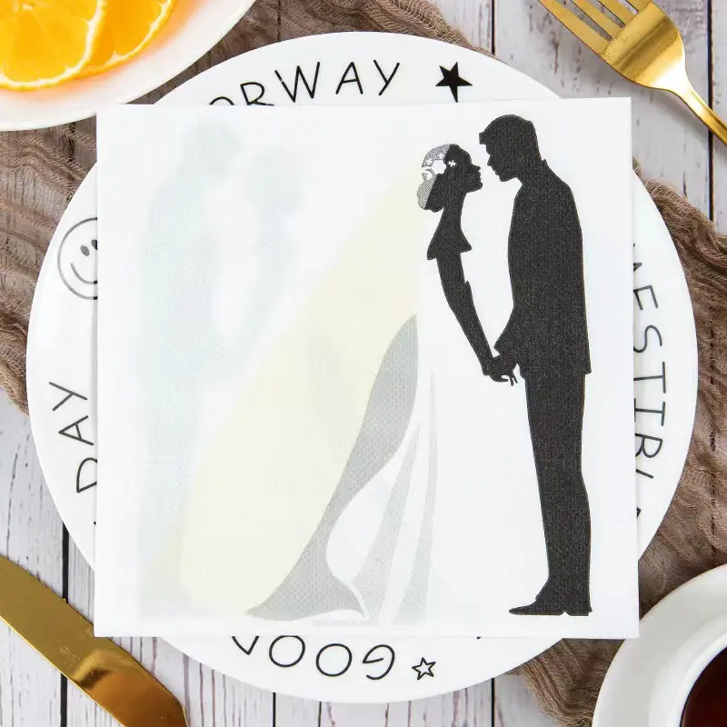 Guardanapos de papel artístico para decoração de casamento com guardanapos personalizados privados de alta qualidade