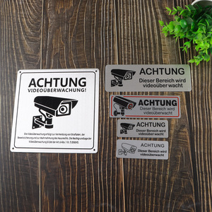 Cantonese Knowledge Aluminum Alloy Surveillance Warning Sign Stainless Steel Etched UV Coated <b>Metal</b> <b>Plate</b> General Use - Product Image 1