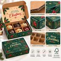 Boîte d'expédition de Noël personnalisée en carton ondulé pour emballage alimentaire, biscuits, donuts, pâtisseries, desserts, chocolats avec insert de séparation