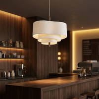 Lampe suspendue LED moderne et simple, hauteur réglable, lustre en bois, lampe suspendue en tissu pour la maison, la chambre à coucher, la salle à manger, le bar, la cuisine