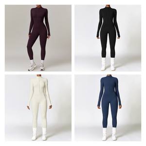 Damen Half Zip Winter Active wear Bodysuit <span class=keywords><strong>Fleece</strong></span> Futter Langarm Sport Spiel anzug Fitness <span class=keywords><strong>One</strong></span> <span class=keywords><strong>Piece</strong></span> Yoga Jumps uit - Product Image 2