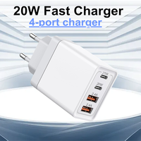 Adaptateur secteur USB-C Type-A haute puissance 64W 4 ports, prise US EU UK, charge rapide PD 3.0, chargeur mural électrique pour ordinateur portable et écouteurs
