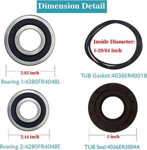 Kit <span class=keywords><strong>de</strong></span> sellos y rodamientos <span class=keywords><strong>de</strong></span> bañera <span class=keywords><strong>de</strong></span> lavadora 4036ER2004A 4036ER4001B 4280FR4048E 4280FR4048L para piezas <span class=keywords><strong>de</strong></span> lavadora - Product Image 2
