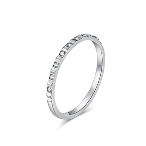 Trendy minimalist luxury diamond-encrusted <b>titanium</b> steel pinky <b>ring</b>, stacked style, fashionable, elegant, and high-end jewelry. - Product Image 1