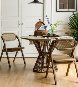 أفضل سعر على الطراز الفرنسي الحديث كرسي قابل للطي الروطان الظهر الخشب الصلب كرسي الطعام - Product Image 5