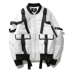 Áo Khoác Bomber Có Dây Đai Cho Nam, Phong Cách Punk Đường Phố Cao Cổ - Product Image 6