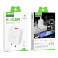 Pengisi Daya Cepat USB 18W Quick Charge 3.0 Colokan US Adaptor Pengisi Daya Dinding GaN 110V-240V Tegangan Lebar untuk Pengisi Daya Ponsel Android