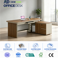 Bureau de direction en forme de L en MDF avec armoire latérale, mobilier de design moderne pour espace de travail d'entreprise