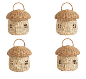 Cesta de Mimbre Tejida a Mano para Niños, Linda Cesta de Almacenamiento con Forma de Casa y Asa para Guardar Juguetes y Decorar el Hogar - Product Image 6