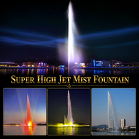 Fuente de Chorro de Agua Personalizada de Alta Potencia con Iluminación RGB/Láser, Construcción de Acero Inoxidable, Resistente al Agua IP68, para Parques, Lagos y Paisajes