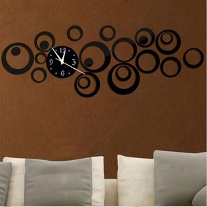 Wall Clock DIY Mirror Wall Sticker Circle Ring 3D Acrylic Mute Quartz Watches for Home Living Room Bedroom Decor - Product Image 1