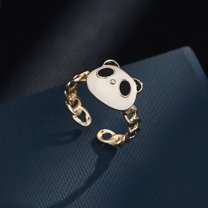 Panda Cartoon <b>Open</b> <b>Ring</b> Enamel Animal Zodiac Jewelry Gift Index Finger <b>Ring</b> - Product Image 4