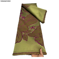 Kain Brokat Organza Bordir Bunga Besar Afrika, Kain Brokat Jacquard Prancis, Kain Brokat Jacquard Guinea Ungu untuk Gaun Pesta