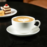 Tasse à latte personnalisée avec soucoupe, service à café et à thé en porcelaine blanche fine de 35 cl (12 oz).