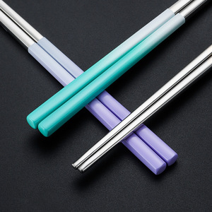 Baguettes carrées en acier inoxydable 304, 23,5 cm, couleur dégradée, résistantes à la chaleur, pour usage domestique et en restaurant - Product Image 1