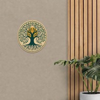 Décoration Murale Ronde en Aluminium Peint, Motif Arbre de Vie, 20 cm, Plaque Métallique avec Design de Branches en Spirale pour Salon, Idée Cadeau