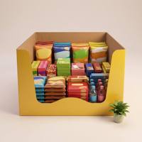 Boîte de présentation PDQ en carton ondulé personnalisée écologique, plateau de présentation en carton ouvert en gros, OEM pour biscuits, snacks, Noël