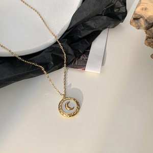 Hochwertige 18 Karat vergoldete Edelstahl Mond Anhänger Halskette Schmuck White Shell Moon Anhänger Halsketten für Frauen Männer - Product Image 6