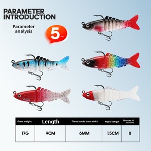 เหยื่อปลอมแบบหลายท่อน หางแฉก ตัดปลายหางแบบหาง<span class=keywords><strong>ปลา</strong></span> สำหรับตก<span class=keywords><strong>ปลา</strong></span>แบสและ<span class=keywords><strong>ปลา</strong></span>กะพงทะเล ขนาด 9 ซม. น้ำหนัก 17 กรัม - Product Image 3