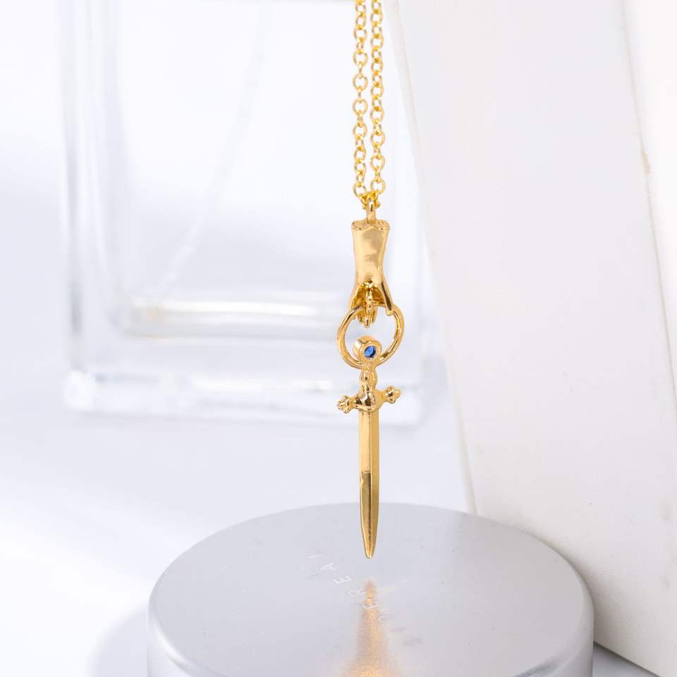Punk Style Sword and Dagger Guardian of Justice Gold Plated Zirconia ...