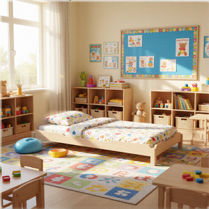 Letti Impilabili in Legno Massello per Bambini, Ecologici e Durevoli per l'Educazione Precoce in Scuole, Soggiorni o Appartamenti - Product Image 1