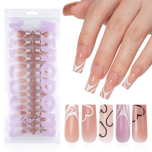 Venta al por mayor Prensa en <span class=keywords><strong>uñas</strong></span> Etiqueta privada Francés 120 piezas Cuadrado medio Francés Prensa en <span class=keywords><strong>uñas</strong></span> Ajuste Mujer y <span class=keywords><strong>niñas</strong></span> Acrílico <span class=keywords><strong>Uñas</strong></span> postizas - Product Image 4