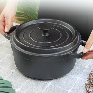 Poêle <span class=keywords><strong>en</strong></span> <span class=keywords><strong>fonte</strong></span> <span class=keywords><strong>personnalisable</strong></span> pour la cuisine à domicile Casserole à ragoût pré-assaisonnée à basse pression - Product Image 5