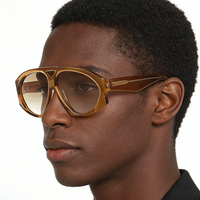 Lunettes de soleil tendance à double pont pour femmes, montures larges au design rétro, verres CR39 en acétate, pour hommes et femmes, OEM/ODM