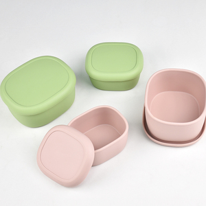 Silicone <b>Lunch</b> Box Bento With Lid Food Storage Container <b>Set</b> Nesting Leakproof Microwave Safe - Product Image 1
