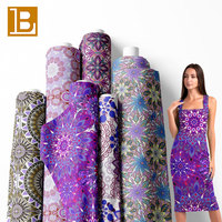 Kain Cetak Digital Bunga Mandala Abstrak Vintage BILU, Kain Poplin Katun 100% 80S yang Dapat Disesuaikan untuk Gaun Wanita