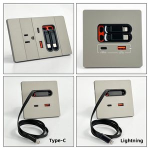 Thông minh phổ <span class=keywords><strong>USB</strong></span> A + C cắm ABS nhà ổ cắm với có thể thu vào sạc cáp điện ổ cắm điện tường ổ cắm - Product Image 2