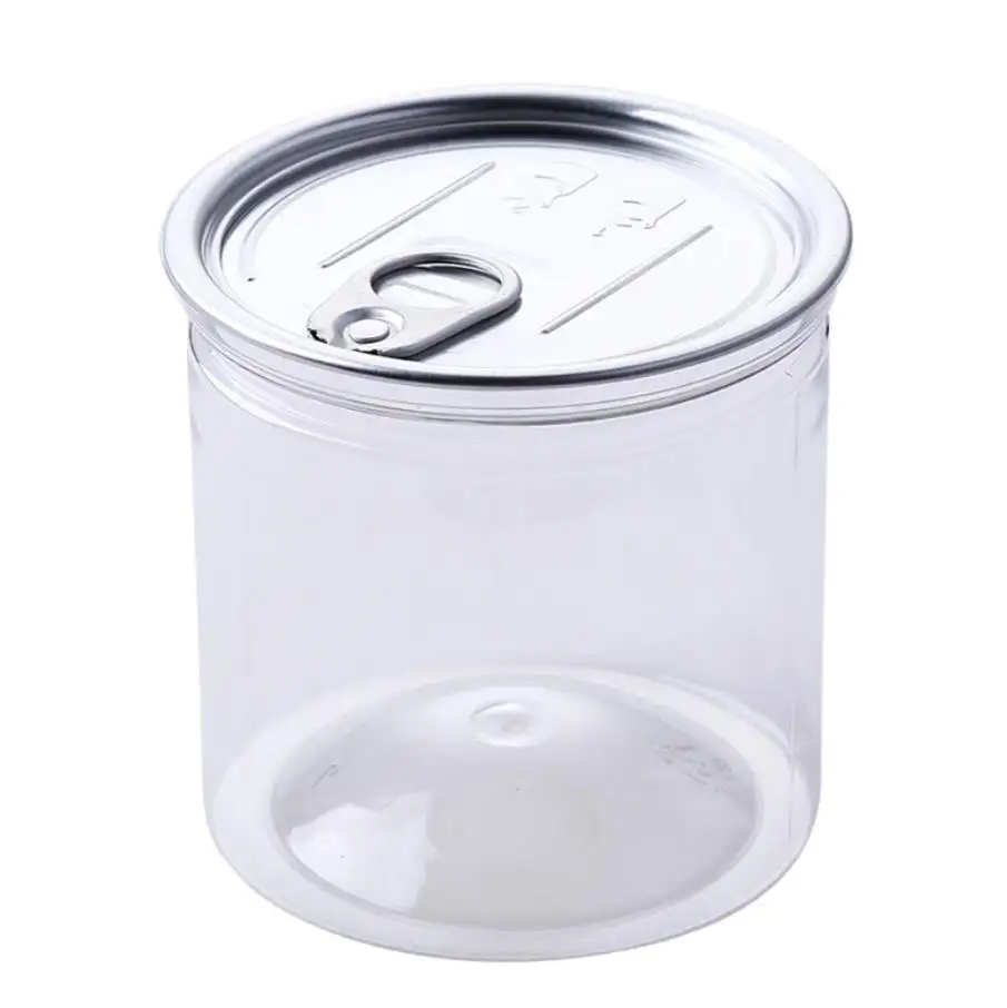Pet şeffaf plastik Pop-Top teneke kavanoz üreticileri toptan gıda kanton deniz ürünleri çay Spiral mühürlü özel ambalaj kutuları