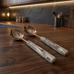 Cuillères à salade artisanales en métal avec poignées décoratives pour cadeaux de luxe et vaisselle de table - Product Image 2