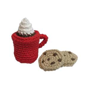 Jouet pour chien fait main avec un son claquant, en forme de chocolat chaud et de biscuits - Product Image 1