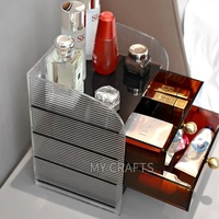 MY CRAFTS Boîte de rangement cosmétique anti-poussière en acrylique à 3 niveaux, grande capacité, organisateur de bureau pour rouges à lèvres et soins de la peau