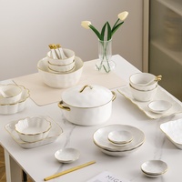 Service de vaisselle en porcelaine texturée peinte à la main, style européen simple, pour 2 à 8 personnes, compatible lave-vaisselle/micro-ondes, sans plomb ni chrome, qualité alimentaire, idéal pour hôtels/cadeaux
