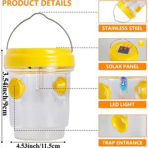 Trampa para abejas solar colgante para exteriores con luz LED, equipo de cría de animales de granja para atrapar avispones, abejas y avispas - Product Image 2
