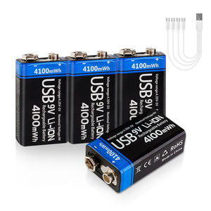 <span class=keywords><strong>Batería</strong></span> Recargable USB-C de 9V y 1100mAh de Larga Duración, Iones de Litio PP3 6F22 para Detectores de Humo, Instrumentos Musicales y Efectos de <span class=keywords><strong>Guitarra</strong></span> - Product Image 1