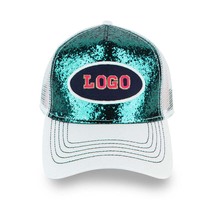 Mode classique personnalisé paillettes emblématique logo Patch casquettes de Baseball pas cher maille Snapback camionneur chapeau pour fille femmes