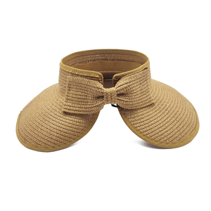 Simplicity Womens Summer Foldable <strong>Straw</strong> Sun <strong>Visor</strong> With Cute Bowtie - Product Image 3