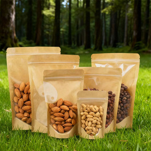 Túi giấy tùy chỉnh với cửa sổ, Túi giấy Kraft, túi lưu trữ thực phẩm dây kéo cho các sản phẩm đóng gói, có thể tái sử dụng, có thể bịt kín - Product Image 3