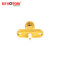 Connecteurs coaxial rf à 2 trous SMA, connecteur pcb, plaqué or, pièces