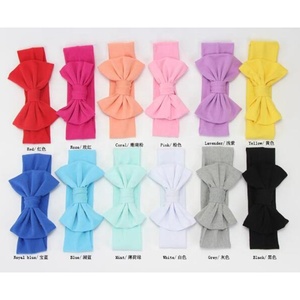 Ultime fasce per la testa per bambine in tinta unita in cotone con fiocco - Product Image 1