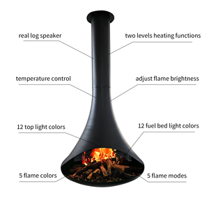Chimney - Chimenea Eléctrica con Pantalla LCD para Espacios Habitables | Pantalla LCD |   5 colores de llama, 5 modos, 12 colores de luz para la parte superior y el lecho de combustible - Product Image 5