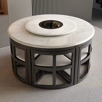 Kleines Apartment Luxus Klappbares Esszimmer-Set Massivholzrahmen Marmor/Sinterstein-Tischplatte Modernes Design für Hotelnutzung