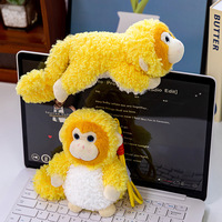 Peluche de Mono Dorado Feiya, Juguete de Peluche Suave Relleno de Poliéster y Algodón PP, Decoración de Escritorio, Almohadilla para Muñeca, Regalo de Navidad