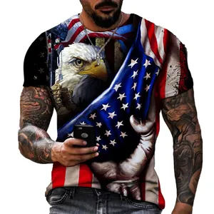 USA Distressed Flag Men T Shirt Patriotic American Star Flag Gym Workout Tee