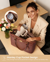 LOVEVOOK Large Shoulder Handbag Purse Gifts for Women 15.6 Inch PU Leather Computer Bags Waterproof Business Office Work Bag