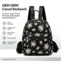 Produsen Tas Ransel Kasual Bermotif Bunga Custom, Tas Ransel Harian Ringan, Tas Ransel Universal Dua Tali Bahu, OEM ODM