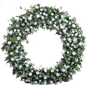Arche de mariage en tissu blanc, arche de fleurs en soie, arche de mariage en forme de O, décoration d'arche de mariage en fleurs de soie - Product Image 2